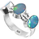 Triple Natural Australian Opal 925 Sterling Silver Ring, Sz 7