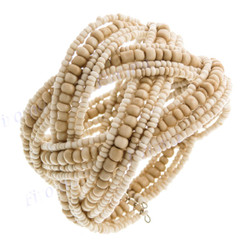 Glass Seed Beads 7" Beige Cuff Bracelet