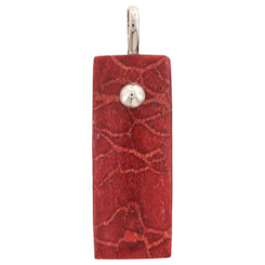 2" 925 Sterling Silver Red Coral Square us Pendant