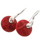 7/8" 925 Silver Red Coral Round French Hook Earrings