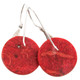 7/8" 925 Silver Red Coral Round French Hook Earrings
