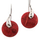 7/8" 925 Silver Red Coral Round French Hook Earrings