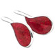 7/8" 925 Silver Genuine Red Coral Teardrop Pear Earrings