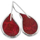7/8" 925 Silver Genuine Red Coral Teardrop Pear Earrings