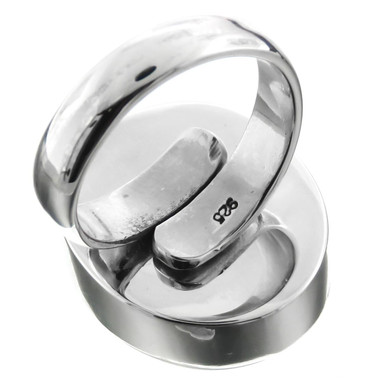 Sand Dollar Fossil 925 Sterling Silver Adjustable Ring