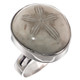 Sand Dollar Fossil 925 Sterling Silver Adjustable Ring