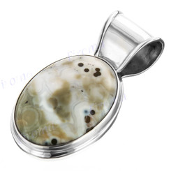 1 5/16" 925 Silver Jasper Oval Pendant