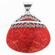 1 3/4" 925 Silver Red Coral Teardrop Pendant