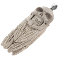 2 3/4" 925 Silver Deer Antler Skull Feather us Pendant