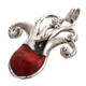 1 9/16" 925 Silver Red Coral Octopus Animal Squid Pendant