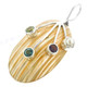 1 3/4" 925 Silver Topaz Peridot Amethyst Shell White Pendant
