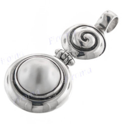 1 7/8" 925 Silver White Mabe Pendant