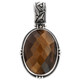 Oval Checkerboard Tiger Eye Handmade 925 Sterling Silver Pendant, 1 1/2"