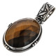 Oval Checkerboard Tiger Eye Handmade 925 Sterling Silver Pendant, 1 1/2"