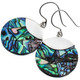 Round Paua Abalone Shell Mosaic 925 Sterling Silver Earrings, 7/8"