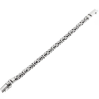10mm Mens Oval Byzantine Bali Handmade Chain 925 Sterling Silver Bracelet, 7-9"