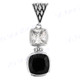 1 5/8" 925 Silver Onyx White Quartz Pendant