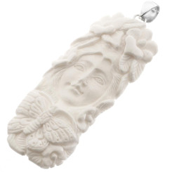 2 15/16" 925 Silver Bison Bone Butterfly Goddess Pendant