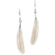 Feather Bison Bone Hand Carving 925 Silver Earrings, 1 5/8"