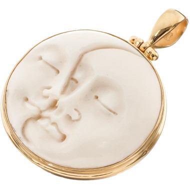 925 Silver 24k Gold Plated Bison Bone Moon Sun us Pendant
