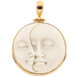 925 Silver 24k Gold Plated Bison Bone Moon Sun us Pendant