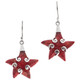 7/8" 925 Sterling Silver Red Coral Starfish Earrings