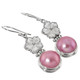 1 1/16" 925 Silver Mother Of Pearl Mabe Pearl Flower Pink Earrings