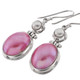 1 1/8" 925 Sterling Silver White Pink Mabe Pearl Earrings