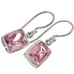 Pink CZ 925 Sterling Silver Earrings, 7/16"