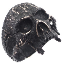 Mens Raw Masonic Jawless Skull 925 Sterling Silver Motorcycle Biker Ring, 7/8"