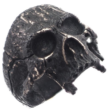 Mens Raw Masonic Jawless Skull 925 Sterling Silver Motorcycle Biker Ring, 7/8"