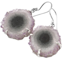 Stalactite Mineral Slice 295 Sterling Silver Earrings, 1"