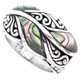 Paua Abalone Shell Leaf Vine Scroll Design 925 Sterling Silver Ring