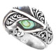 Paua Abalone Shell Leaf Vine Scroll Design 925 Sterling Silver Ring