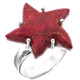 Starfish Red Coral 925 Sterling Silver Ring