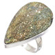 925 Silver Russian Pyrite Druzy Drusy Sterling Adj Sz 8 Ring,  1 1/4"