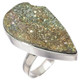 925 Silver Russian Pyrite Druzy Drusy Sterling Adj Sz 8 Ring,  1 1/4"