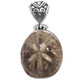 Fossil Sand Dollar  925 Sterling Silver Pendant, 1 3/8"