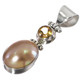 1 11/16" 925 Silver Oval Gold Mabe Pearl Citrine Pendant