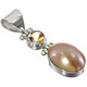 1 11/16" 925 Silver Oval Gold Mabe Pearl Citrine Pendant