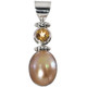1 11/16" 925 Silver Oval Gold Mabe Pearl Citrine Pendant