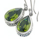 1/2" 925 Silver Peridot Teardrop Green French Hook Earrings