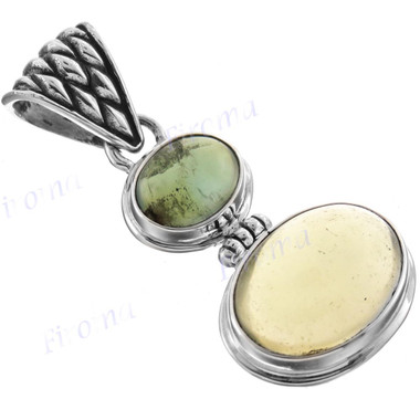 1 7/16" 925 Silver Lemon Quartz Prynite Pendant