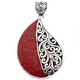 2 3/8" 925 Silver Genuine Red Sponge Coral us Pendant