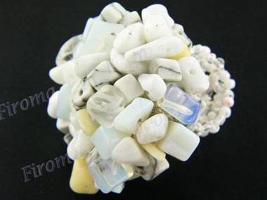2mm Glass Seed Beads Mixed Gem Chips White Ring