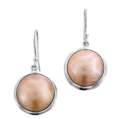 11/16" 925 Silver Mabe Pearl Round Gold French Earrings