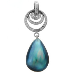 1 3/4" 925 Silver Blue Mabe Pearl Teardrop us Pendant