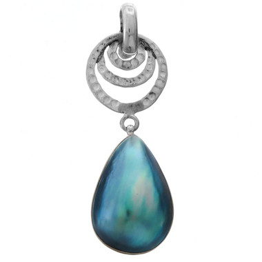 1 3/4" 925 Silver Blue Mabe Pearl Teardrop us Pendant