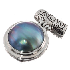 1 1/4" 925 Sterling Silver Blue Mabe Pearl us Pendant