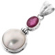 1 9/16" 925 Silver Ruby White Mabe Pearl us Pendant